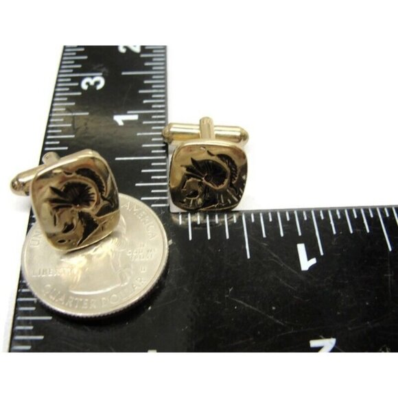 Sarah Coventry Intaglio Style Cufflinks Set Gold Tone Wedding Tux Vintage - Picture 8 of 11